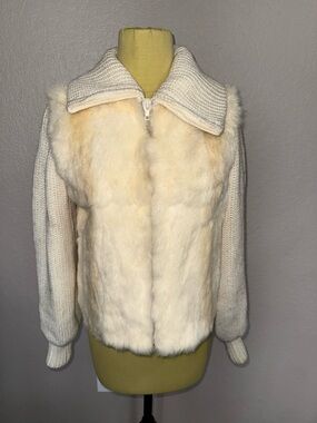 Vintage Rabbit Fur Zip-Up Jacket - size Medium